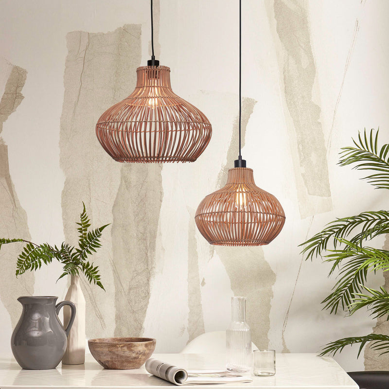 GOOD & MOJO Hängelampe Kalahari LED Hängeleuchte Lampe Rattan natur Ø32cm E27 - 8716248091374