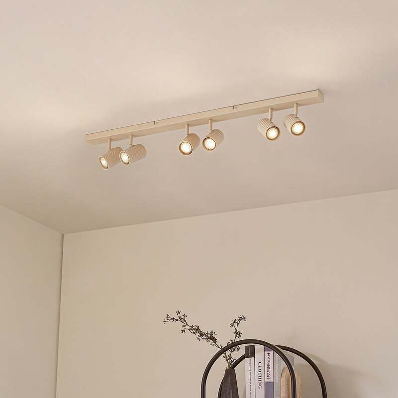Lindby Deckenspots Spotleuchte Kardis beige 6-flammig Metall LED GU10 100 cm - 4255830904004