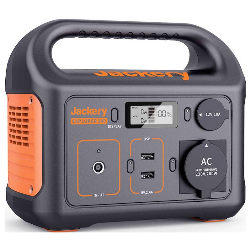 Jackery Explorer Powerstation Generator LiFePO4 Schwarz Orange mit Laderegler - 6958657300629