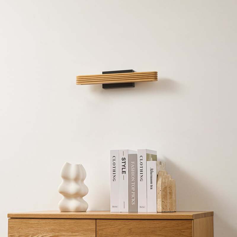 Lucande Wandleuchte Wandlampe LED Holz schwarz Lieske Beleuchtung Innenbereich - 4255830901256