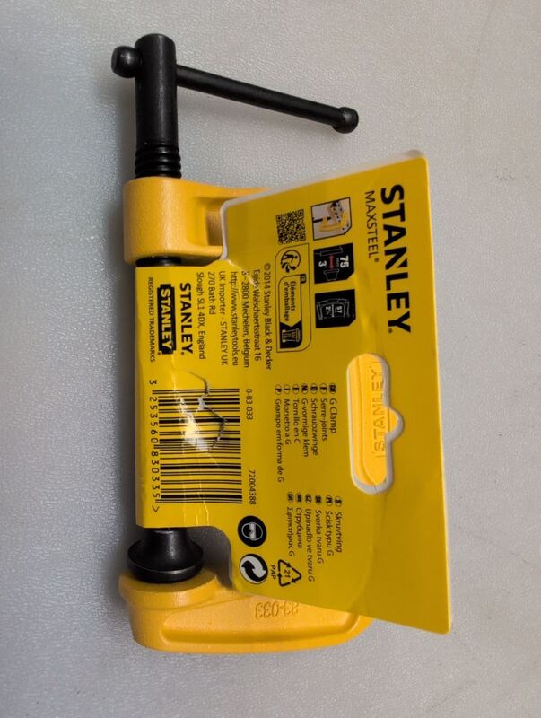 Stanley C-Klemme Spannweite 75mm schwarz-gelb 670g max. Klemmöffnung 7,5cm - 3253560830335
