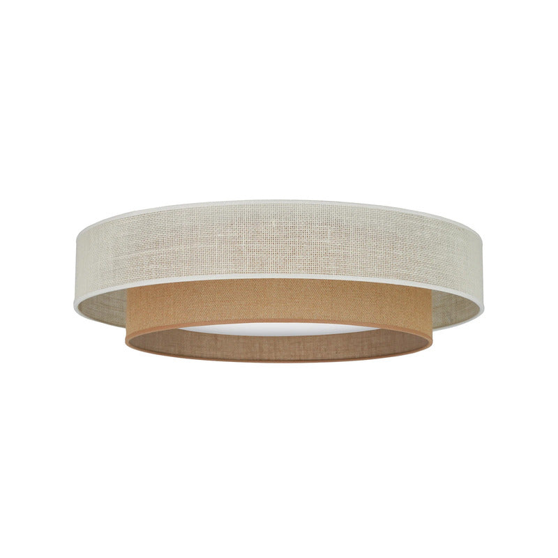 DUOLLA Deckenleuchte Lampe LED Fernbedienung Textil weiß braun dimmbar Jute 60 c - 5905317606349