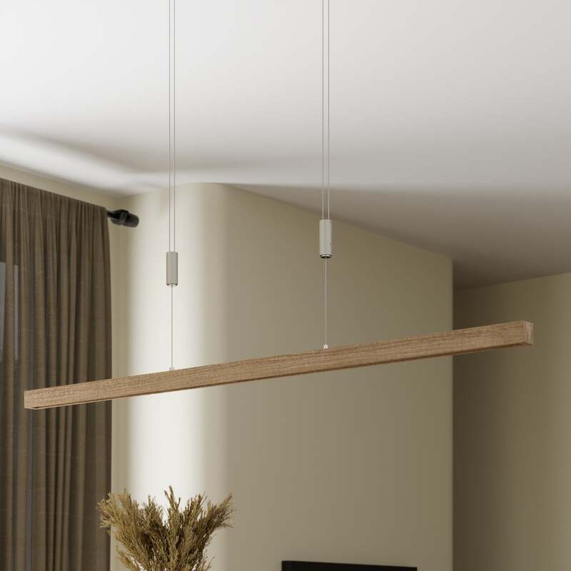 quitani Pendelleuchte Hängeleuchte Nora LED Lampe dimmbar Eiche natur 118cm - 4251096531824