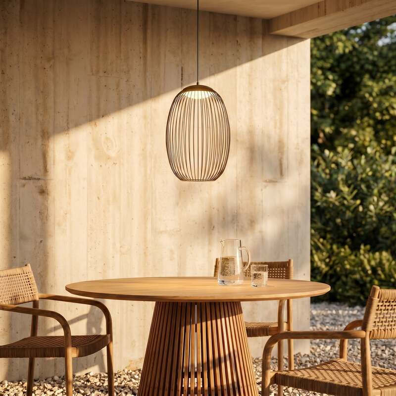 Lucande Außenleuchte Hängeleuchte Richi LED dimmbar schwarz 3000K IP44 Ø35cm - 4255830912689
