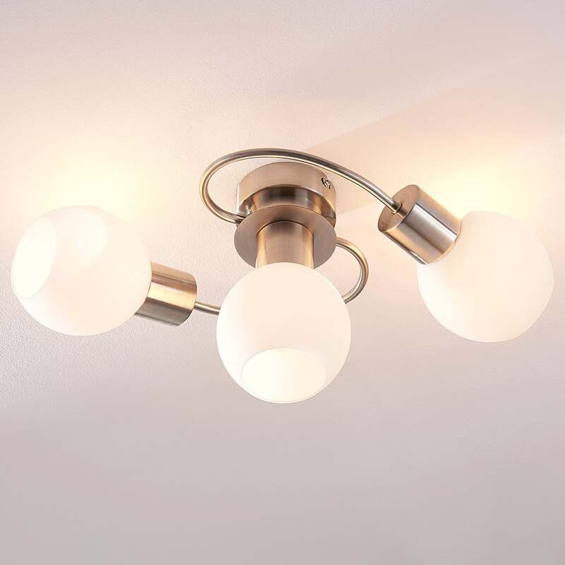 Lindby Deckenlampe Ciala LED Lampe 3-flammig dimmbar nickel satiniert Ø 10 cm - 4251096524086