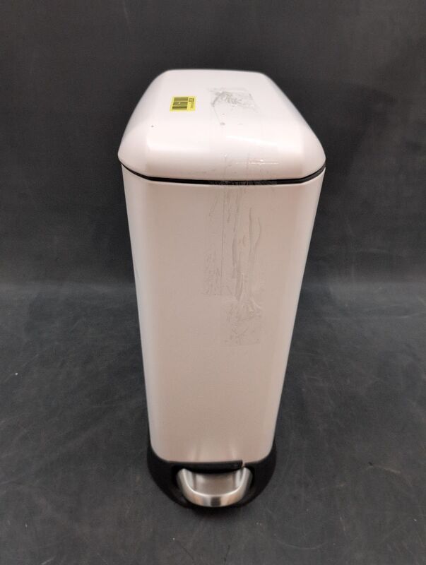 hjh OFFICE CLEAN SLIM Mülleimer 20L Stahl weiß mit Softclose Tretmechanismus - 4064323045717