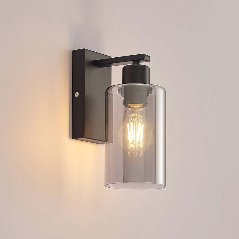 Lindby Wandleuchte Emavi LED Wandlampe dimmbar schwarz rauchgrau 23cm Höhe - 4251911711578