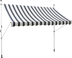 B-Ware Hornbach Klemmmarkise Balkonmarkise Sonnenschutz Markise 3x1,5 blau weiss