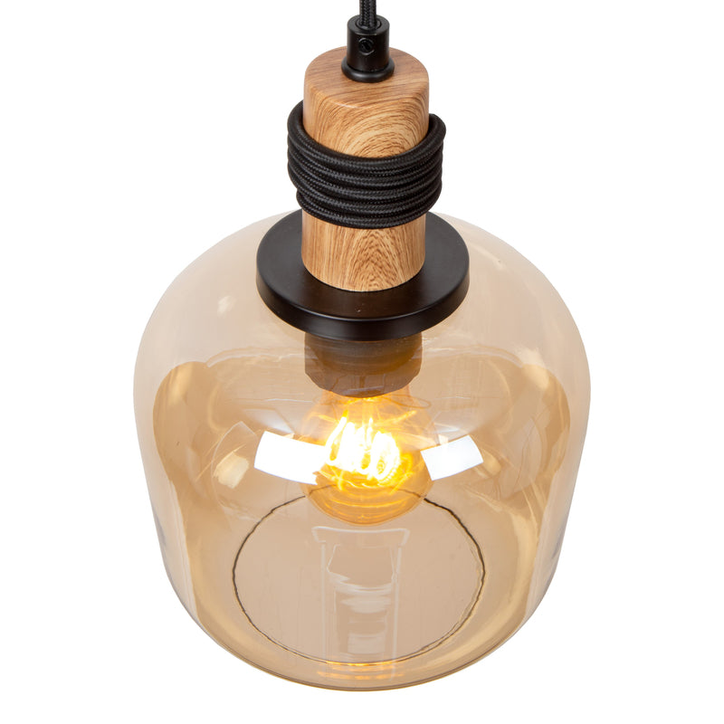 Lucide Pendelleuchte Hängeleuchte Ilona LED 3-flammig dimmbar schwarz amber 70cm - 5411212452689