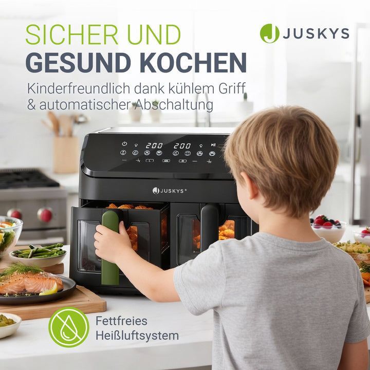 Heißluftfritteuse Airfryer 9L mit 9 Programmen für gesunde Zubereitung Doppelt - 4262437182797