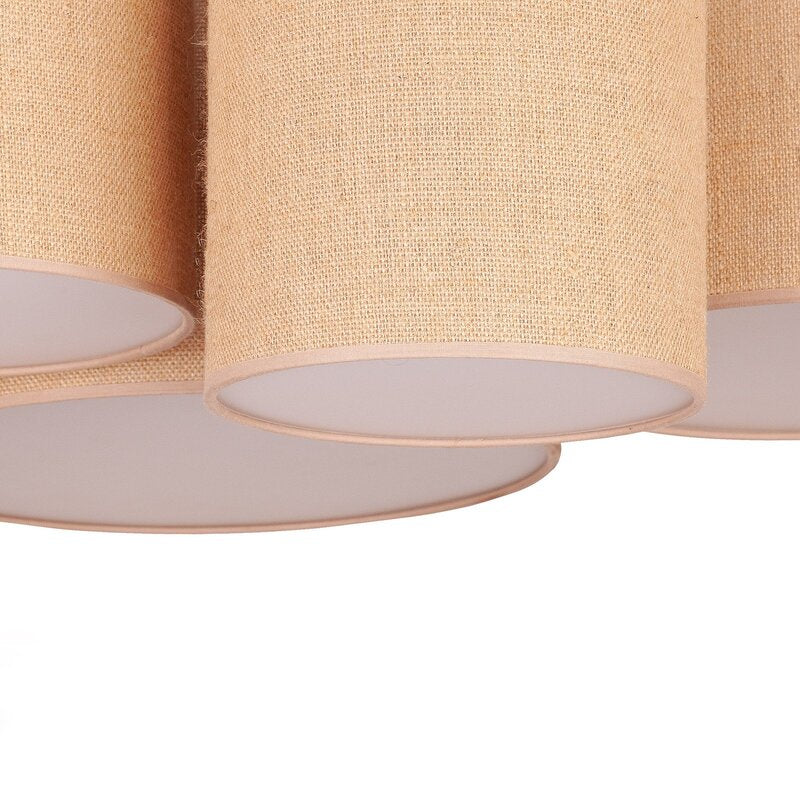 Euluna Deckenleuchte Deckenlampe Lodge Jute Textil Metall beige weiß 4-flammig - 5905317601863
