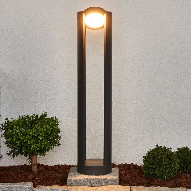 Lucande Pollerleuchte Dylen LED Gartenleuchte Außenlampe grau 80cm IP65 Metall - 4251096509243