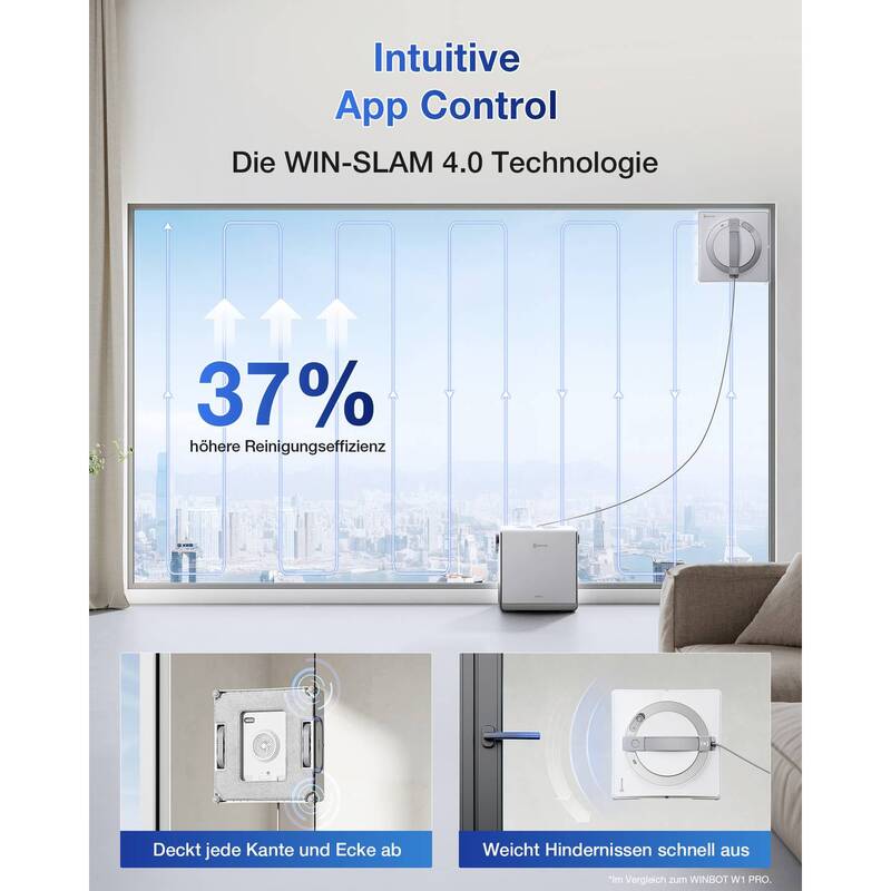 ECOVACS Fensterreinigungsroboter Fensterputzroboter W2 PRO OMNI Weiß Glas - 6970135033836