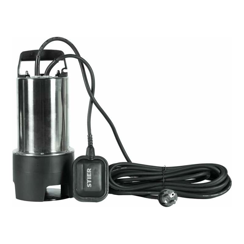 STIER Tauchpumpe Edelstahl Schmutzwasserpumpe ESTW-1100 1100W 15500l/h grau 11m - 4251709614951