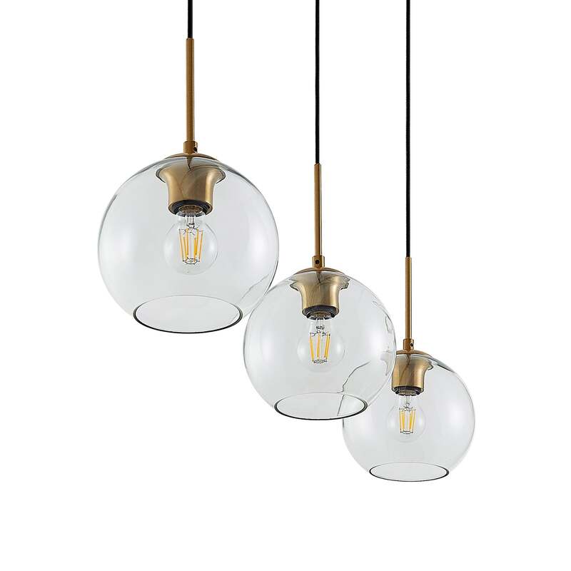 Lindby Hängelampe Hängeleuchte Grady LED Pendelleuchte dimmbar messing klar - 4251911725759