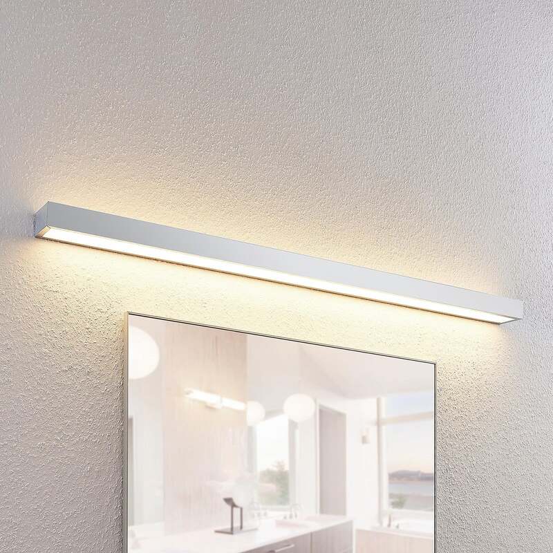 Lindby Wandleuchte Wandlampe Layan LED Badezimmerlampe chrom 120cm IP44 weiß - 4251096565546