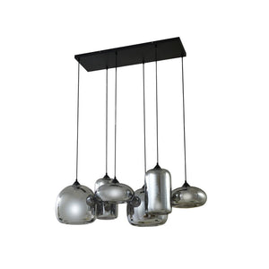 B-Ware Lindby Hängeleuchte Pendellampe Marla Glas Rauchgrau 6fl 108cm E27 Dimmbar