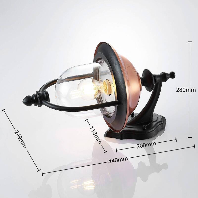 Lindby Clint Außenwandleuchte Wandleuchte Lampe Laterne E27 Alu schwarz kupfer - 4251096573534