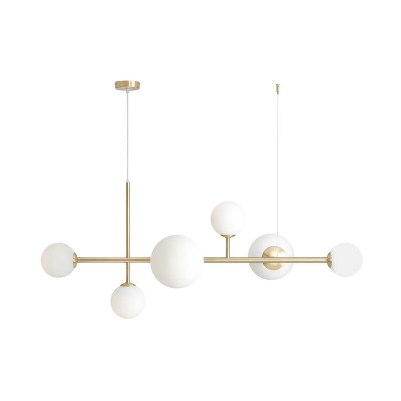 Hängeleuchte Joel Hängelampe Deckenlampe Deckenlicht LED messing/weiß 6-flammig - 5904798654450