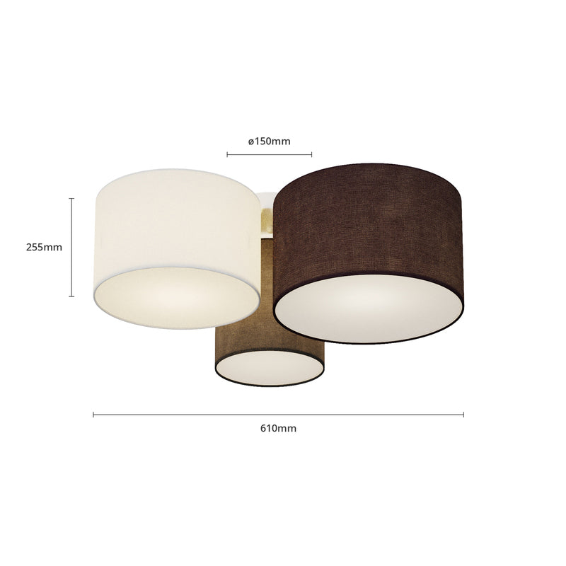 Lindby Deckenleuchte Lampe Laurenz LED 3-flg dimmbar grau braun Ø20-32cm - 4251096563238