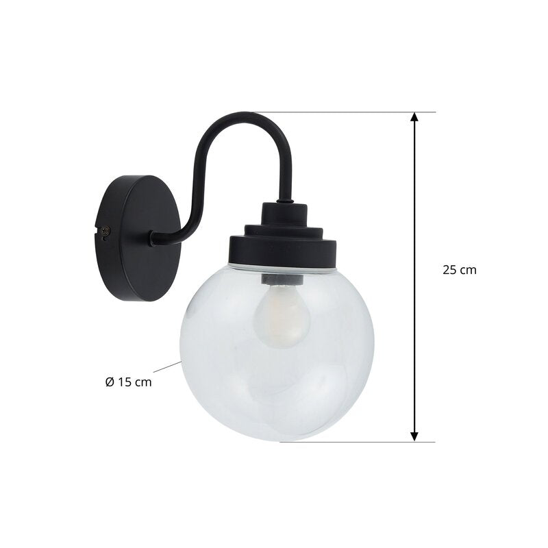 Lucande Wandleuchte Lampe Badbeleuchtung Badolo schwarz Glas 25 cm IP44 Leuchte - 4251911778014