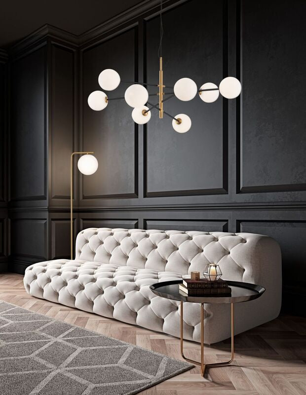 Nova Luce Pendelleuchte Hängeleuchte VITRA G9 LED 8fach Gold dimmbar Glas Metall - 5212017424037