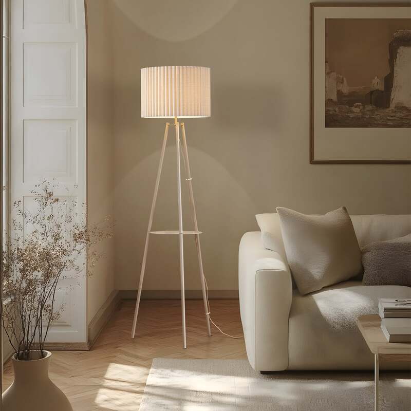 Lindby Stehlampe Libbie LED Leuchte Dreibeinlampe cremefarben 155cm Höhe 40cm - 4255830903687