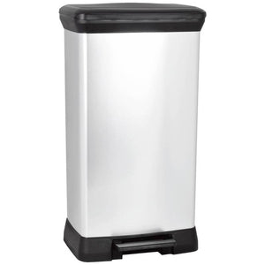 B-Ware Curver Mülleimer Deco Bin Metallic 50l Abfallbehälter Silber Schwarz 390x720mm