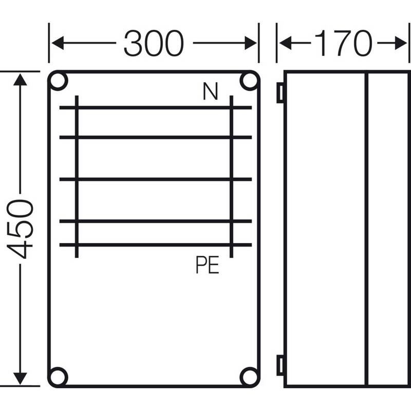 Hensel Verteilerschrank Aufputz grau 300x450mm Gehäuse mit Sammelschienen 1 St. - 4012591657897