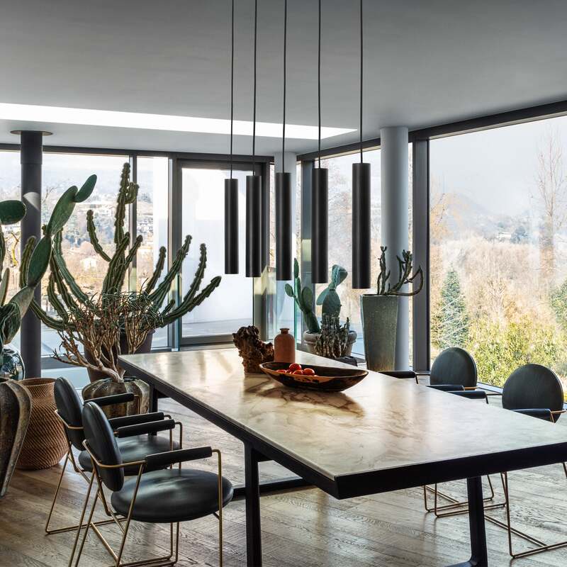 Ideallux Pendelleuchte Hängelampe Look LED Leuchte Lampe schwarz 40cm 6cm - 8021696104928