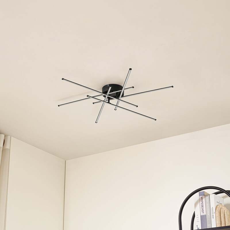 Lindby Deckenleuchte Lampe LED Elviano schwarz Ø 80 cm 3000 K Aluminium Leuchte - 4255830901966
