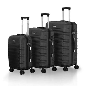 B-Ware Hartschalen Kofferset Rom 3-teilig ABS-Kunststoff Koffer Set Schwarz 360° Rollen
