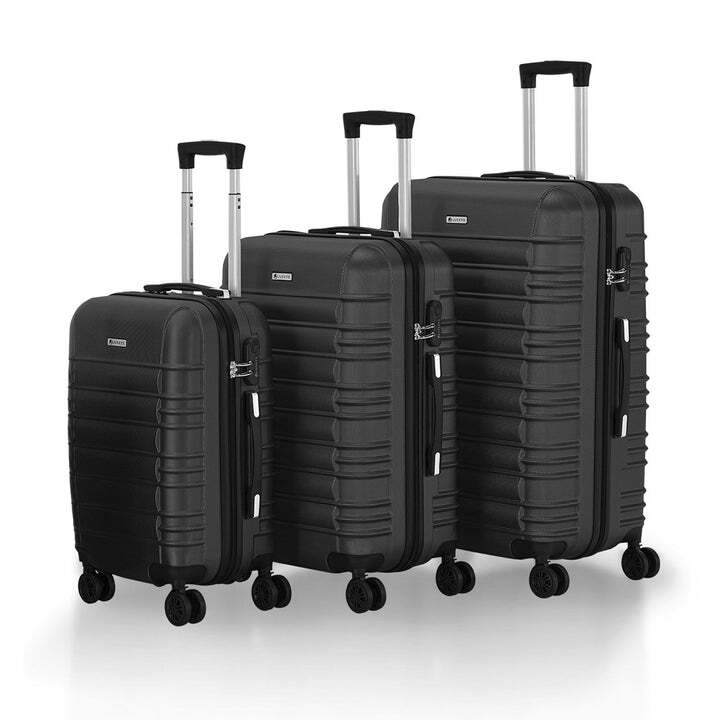 Hartschalen Kofferset Rom 3-teilig ABS-Kunststoff Koffer Set Schwarz 360° Rollen - 4262437184968