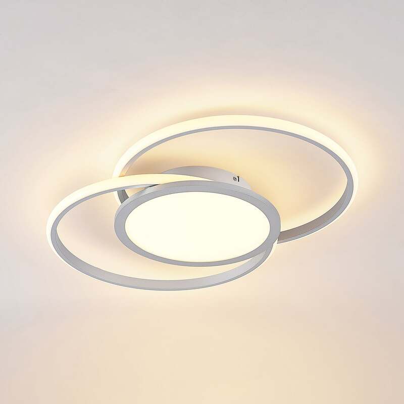 Lucande Deckenlampe LED Senne dimmbar silber Aluminium 63cm Leuchte Licht - 4251096597639