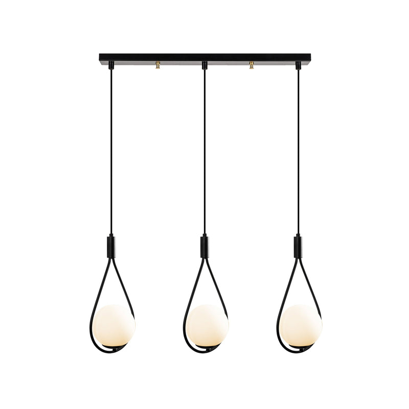 Hängeleuchte GMN-00009 3-flammig dimmbar schwarz Opalglas Pendelleuchte Lampe - 8684282429364