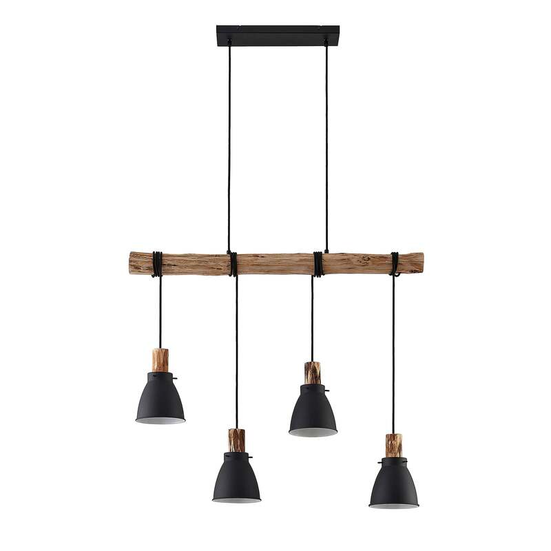 Lindby Hängeleuchte Trebale LED Pendelleuchte dimmbar schwarz Holz 4-flammig - 4251096584059