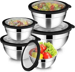 Joyfair Edelstahl-Mischschüssel Set 5-teilig schwarz hitzebeständig - 8715039264171