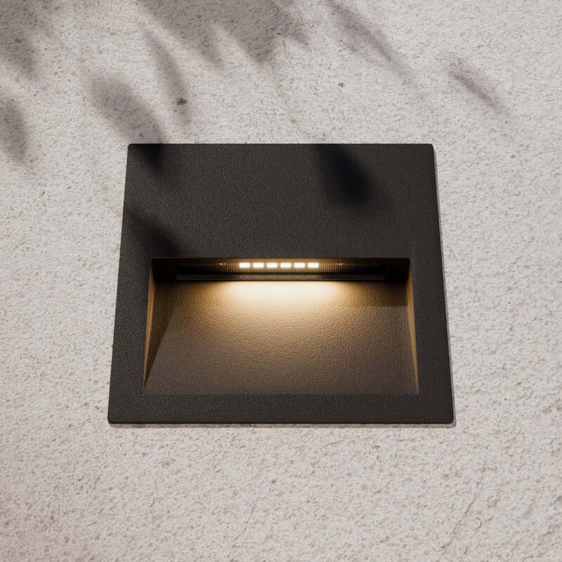 Lucande Wandleuchte Wandlampe LED Einbauleuchte dunkelgrau Aluminium Glas IP54 - 4251096526073