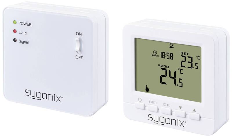 Sygonix Funk-Raumthermostat Thermostat Aufputz Wochenprogramm 1 bis 70 °C weiß - 4064161241609