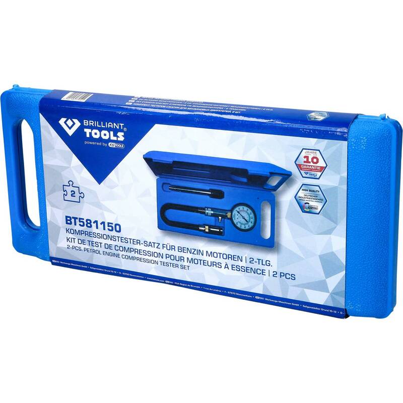 Brilliant Tools Kompressionstester Satz Kompressionsprüfer Benzin Motor Set 2tlg - 4042146779521