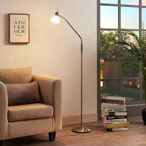 B-Ware Lindby Stehlampe Gwendolin LED Stehleuchte verstellbar Glas alabaster nickel