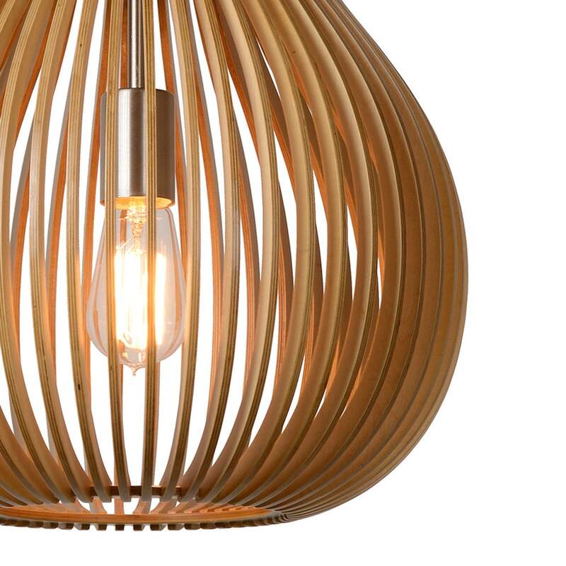 Lucide Hängeleuchte Bodo LED Pendelleuchte Lampe dimmbar Holz hellbraun 55cm - 5411212010766