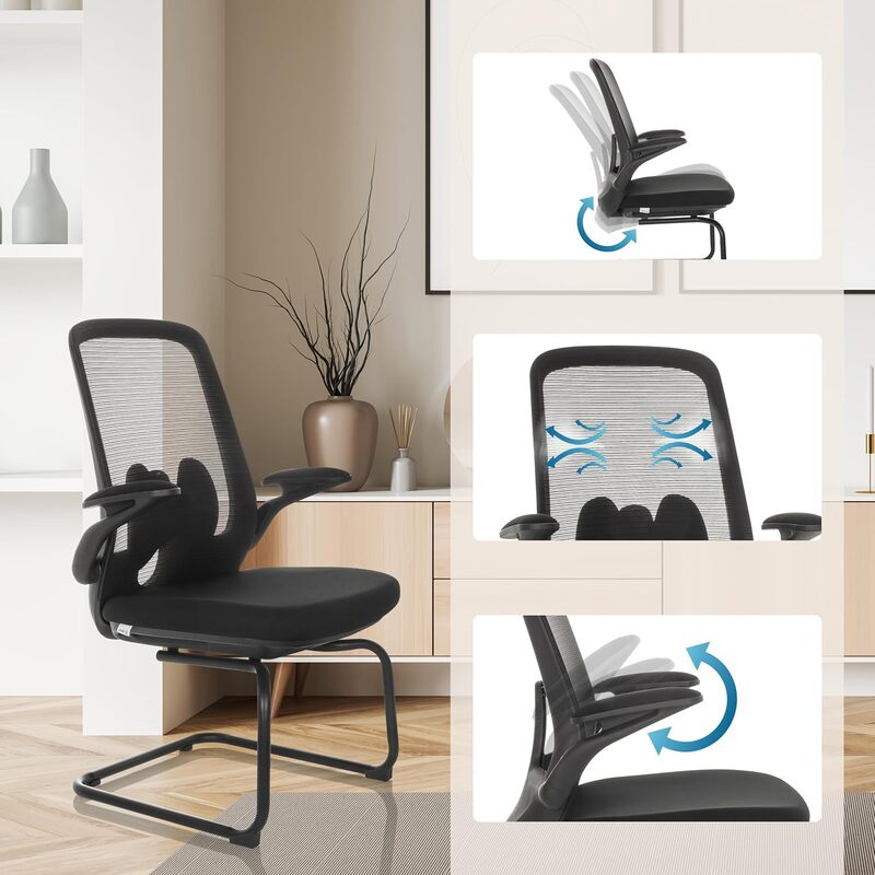 hjh OFFICE Besucherstuhl Freischwinger Stuhl MIKO VB Netz Stoff schwarz Stuhl526 - 4064323037545