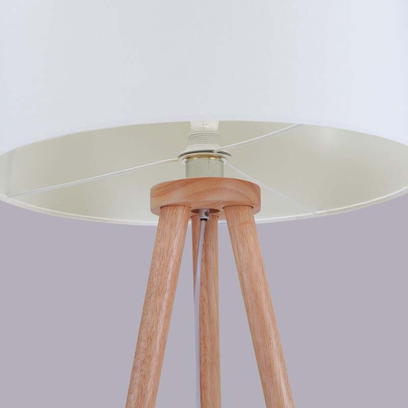 Lindby Stehleuchte Charlia LED Lampe Holz weiß 150cm Stehlampe Leuchte 50cm - 4251096516302
