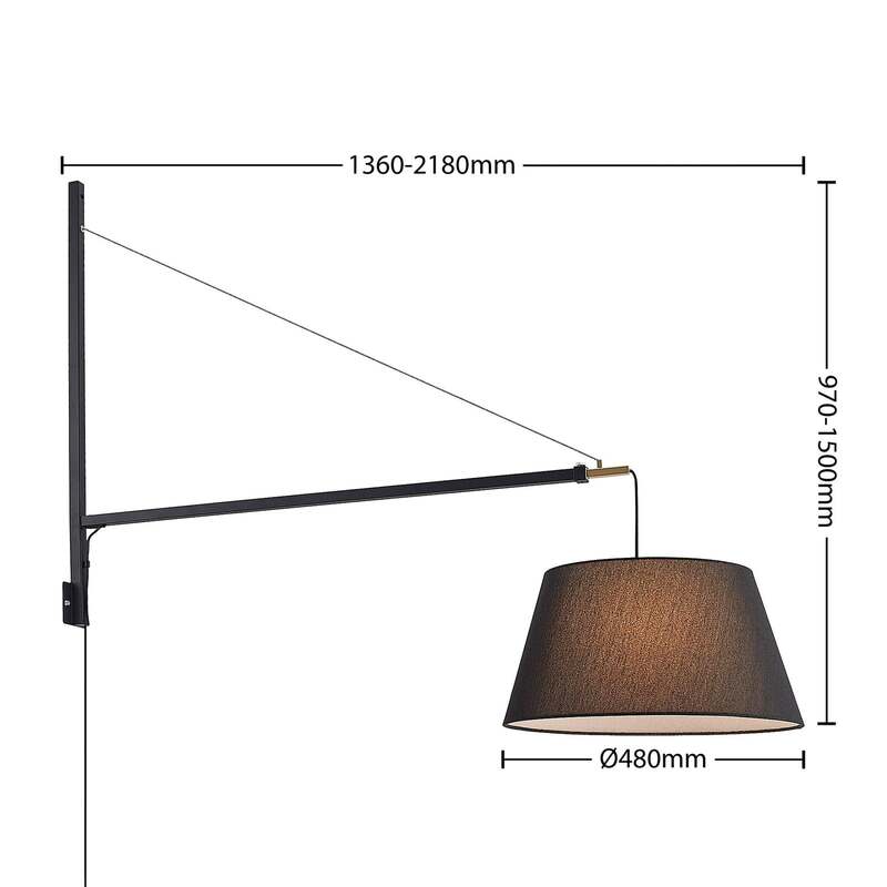 Lucande Wandleuchte Beleza LED Wandlampe ausziehbar schwarz gold 150cm Höhe - 4251911710243