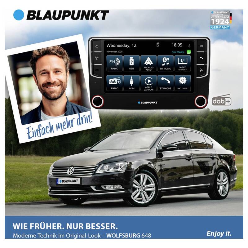 Blaupunkt Autoradio Wolfsburg 648 Android Auto Apple CarPlay DAB Tuner schwarz - 4260499854096