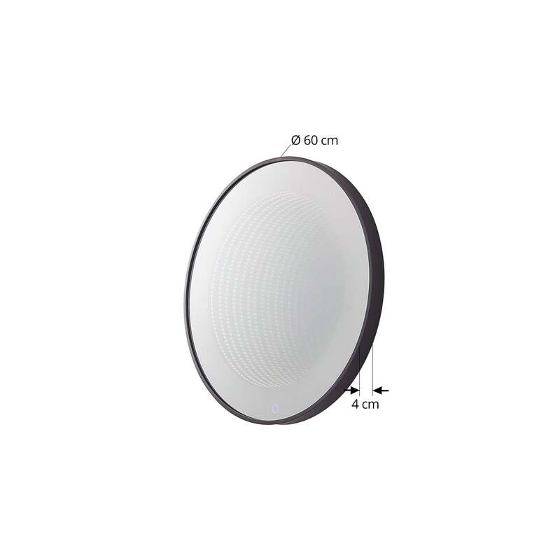 Lucande LED-Infinity-Spiegel Emire schwarz 60cm IP44 17,5W CCT Aluminium Glas - 4251911777918
