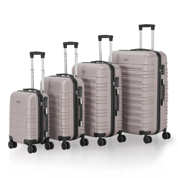 Hartschalen Kofferset Rom 4-teilig Set ABS-Kunststoff 360° Rollen creme - 4260565527657