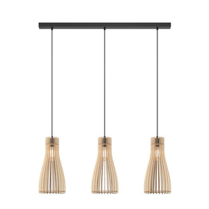 B-Ware Envostar Furn Hängeleuchte Birkensperrholz 3 Flg Deckenlampe Pendelleuchte E27