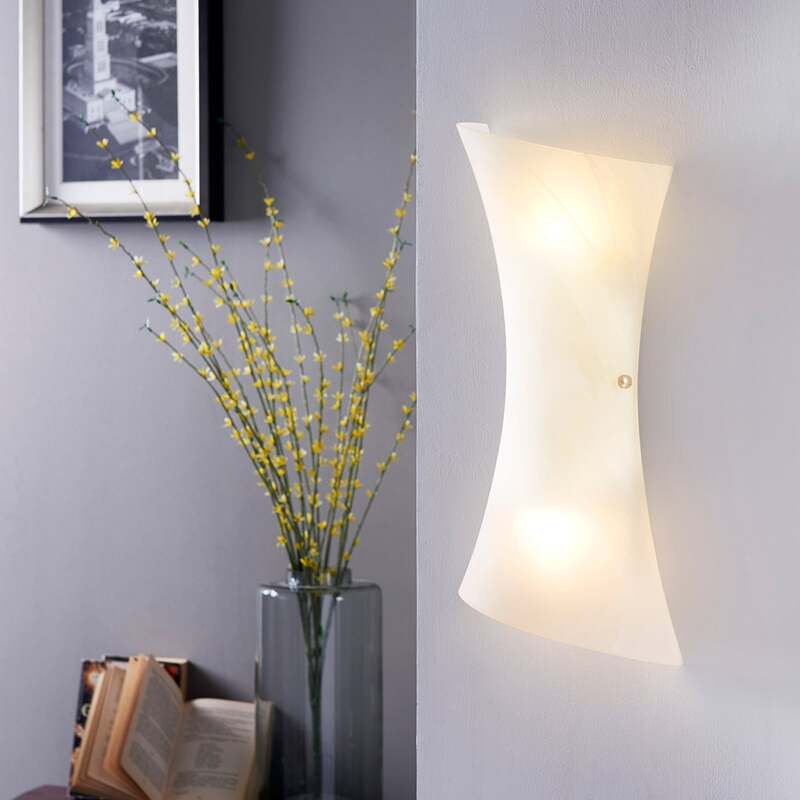 Lindby Wandleuchte Ebba LED Wandlampe dimmbar Glas alabaster chrom 39cm Höhe - 6291106556391